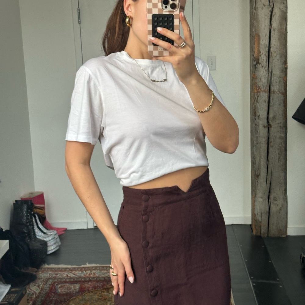 Midi Button-Front Linen Skirt, size M - Picture 3 of 6